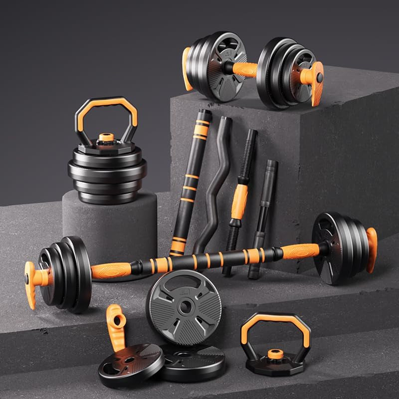 Strongway® Adjustable 6 in 1 Dumbbell Straight and Curl Barbell Kettlebell Push up Set - 20KG 30KG 40KG SETS - Weight Lifting for Home Gym Fitness