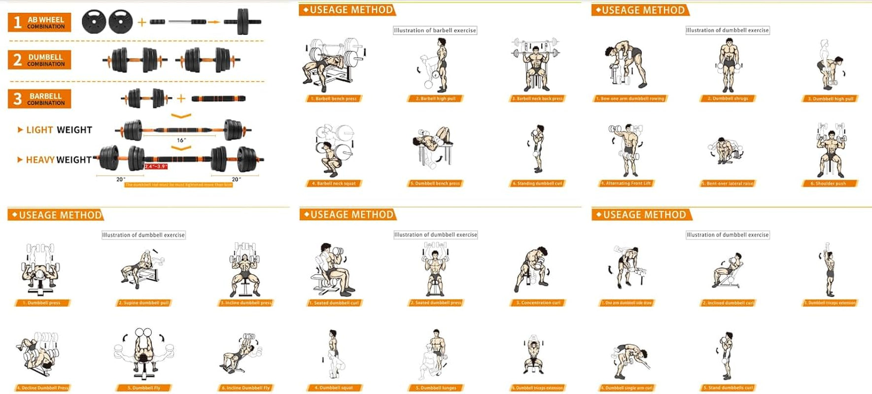 Strongway® Adjustable 6 in 1 Dumbbell Straight and Curl Barbell Kettlebell Push up Set - 20KG 30KG 40KG SETS - Weight Lifting for Home Gym Fitness