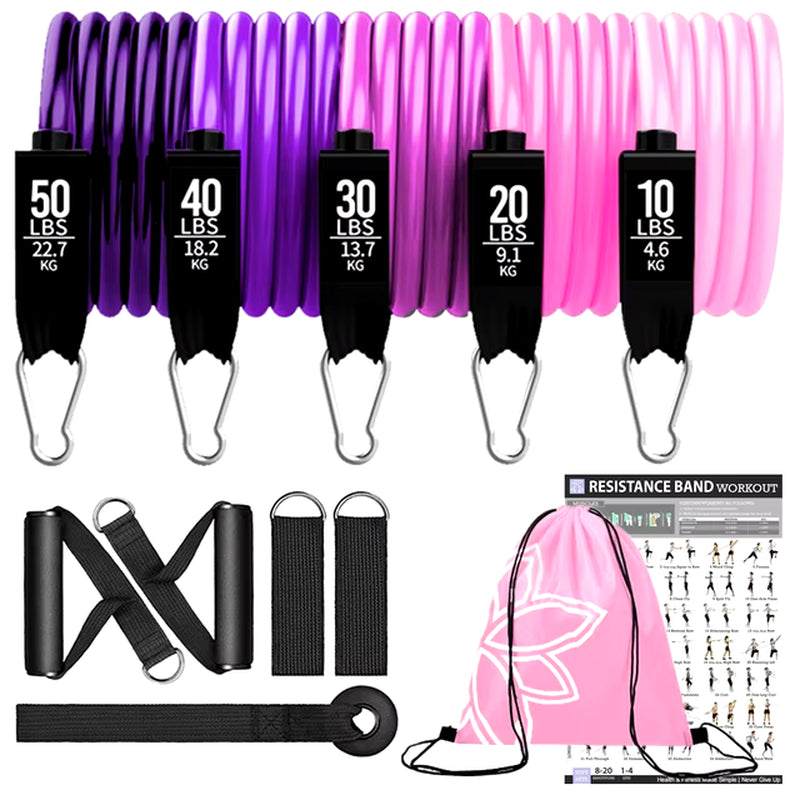 360 lbs Resistance Bands Set - Versatile Home Gym Equipment for Strength Training, Yoga, and Fitness