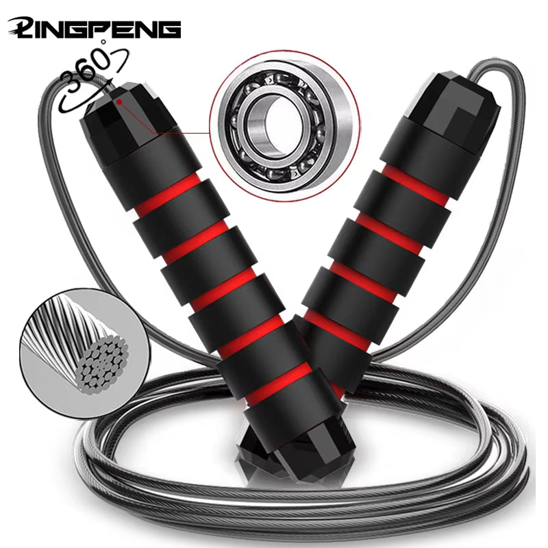 With Ball Bearings Adjustable Tangle-Free Speed Wire Jump Rope Workout with Foam Handles for Fitness Home Workouts and Slim Body