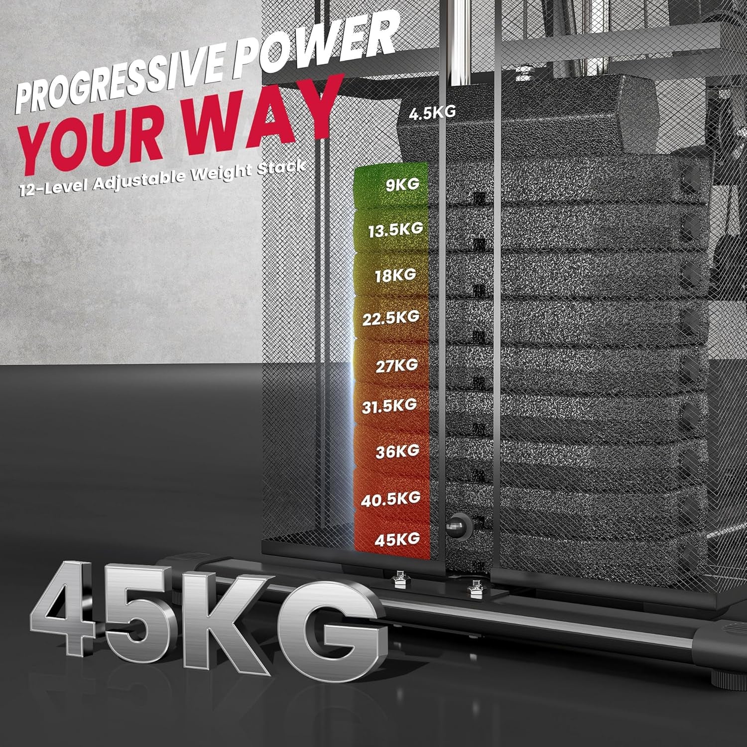 HOMCOM Home Gym Equipment, Multi Gym Workout Station with 45Kg Weight Stack, Chest Station, Butterfly Press & Leg Developer for Strength Training