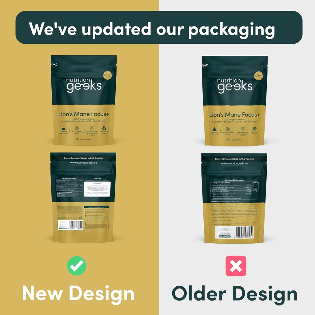 Lions Mane Supplement 4000Mg with Vitamin B1 & Black Pepper, 180 Vegan Tablets - Lion'S Mane Mushroom 15:1 Extract (Not Lions Mane Powder or Capsules), UK Made for Mental Performance & Nervous System