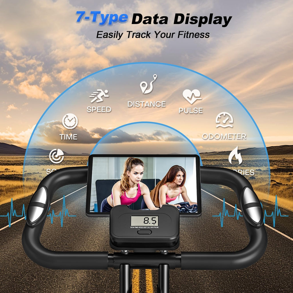 Exercise Bike for Home, SLUNSE 5 in 1 Indoor Workout Bike,16-Level Magnetic Resistance Folding Stationary Exercise Bike, 350LBS Capacity and Comfortable Seat Cushion