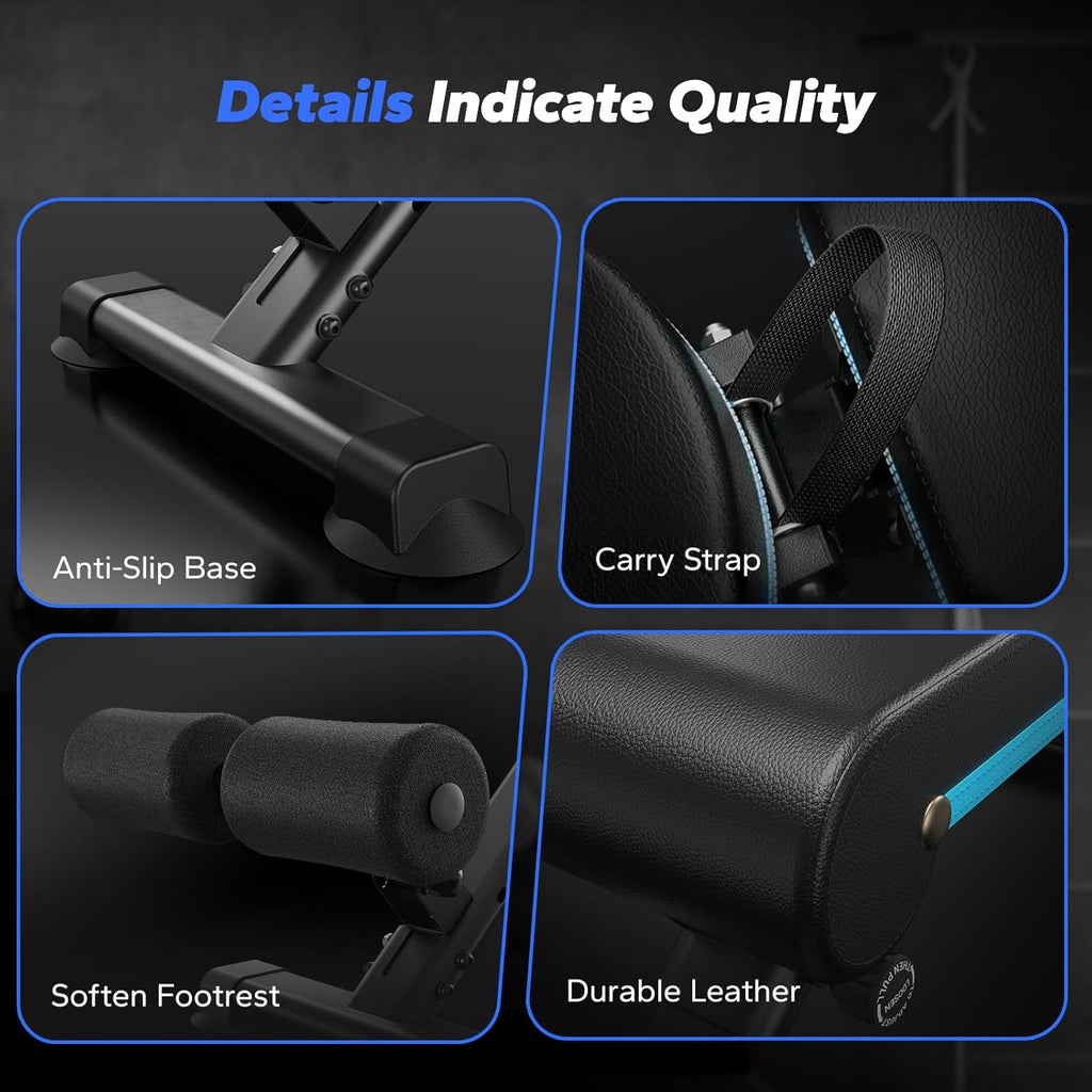 MERACH Weight Bench, 990 LBS/450KG Foldable Weight Benches for Home Gym, Adjustable Weight Bench with 72 Training Angles, Incline Bench Press for Full Body