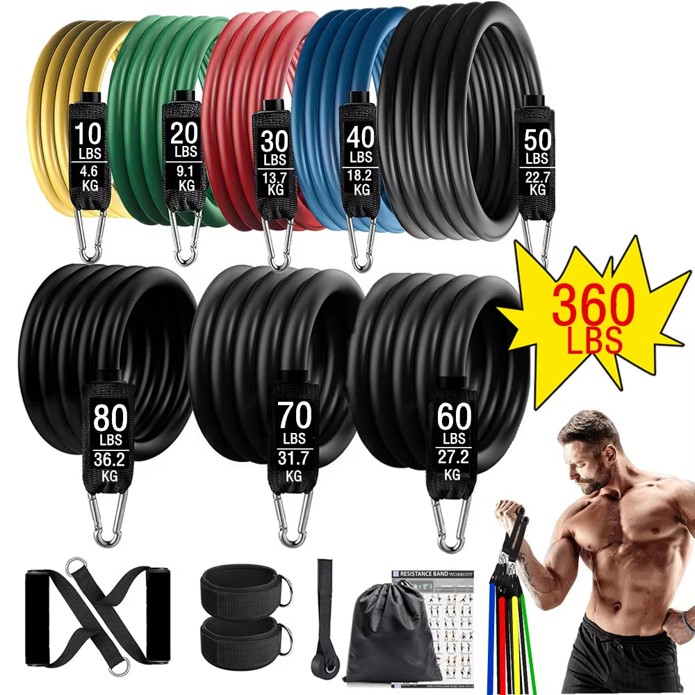 360 lbs Resistance Bands Set - Versatile Home Gym Equipment for Strength Training, Yoga, and Fitness
