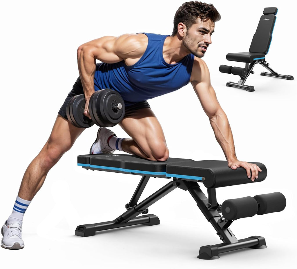 MERACH Weight Bench, 990 LBS/450KG Foldable Weight Benches for Home Gym, Adjustable Weight Bench with 72 Training Angles, Incline Bench Press for Full Body